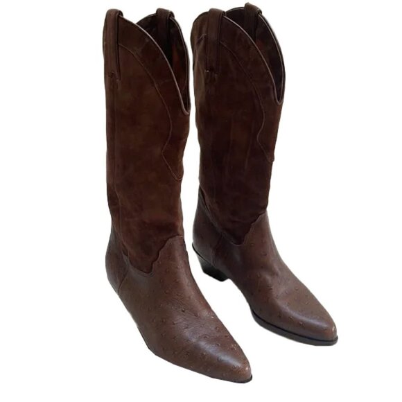 VINTAGE LAVIRAZIONE ARTIGIANA LEATHER Boots Made In Italy Size 9.5 - Picture 1 of 9